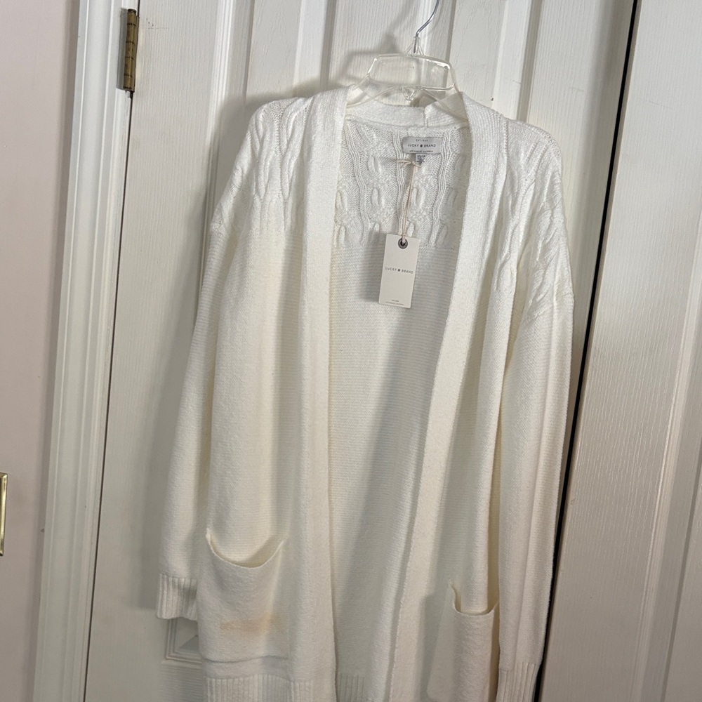 Lucky Brand Cream Open Front Cardigan